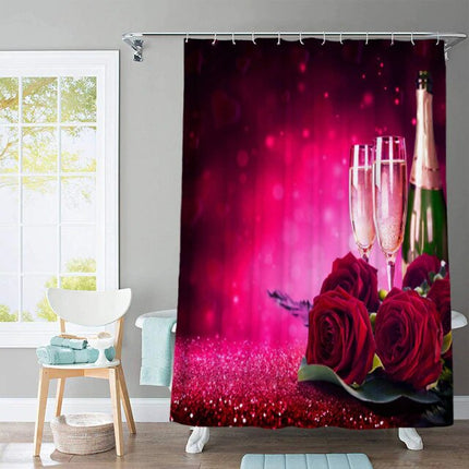 Cortina de ducha romántica rosas rojas