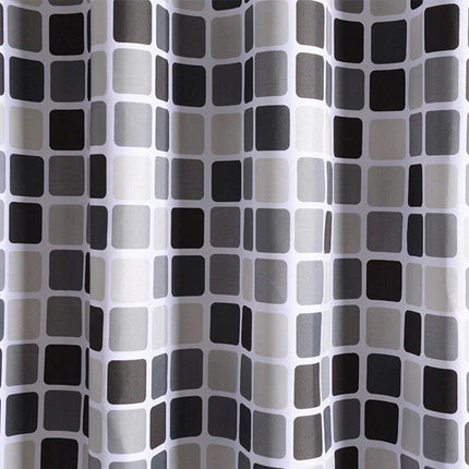 Cortina de ducha mosaico gris y negro