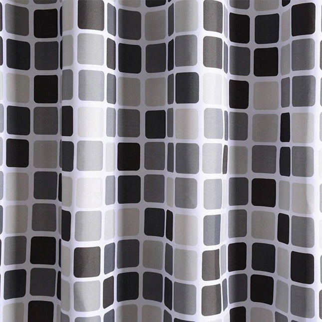 Cortina de ducha mosaico gris y negro