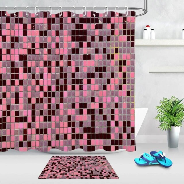 Cortina de Ducha Mosaico Rosa