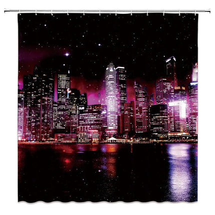Cortina de Ducha Ciudad Noche Estrellada
