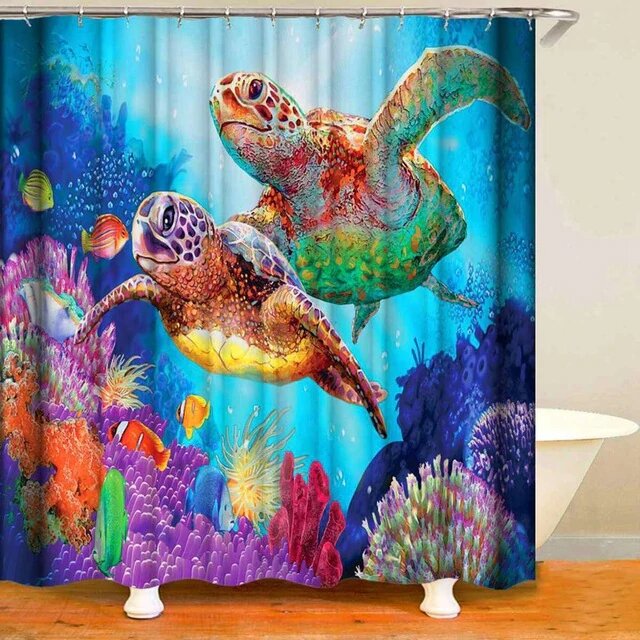 Cortina de Ducha Tortugas Marinas Acuáticas