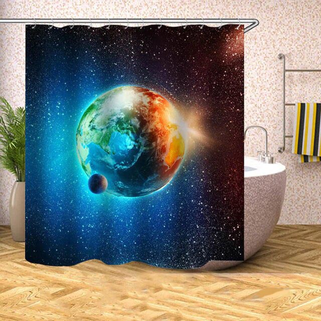 Cortina de Ducha Planeta Tierra Espacio