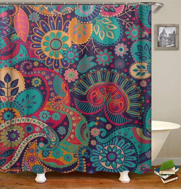 Cortina de Ducha Estampado Psicodélico Floral