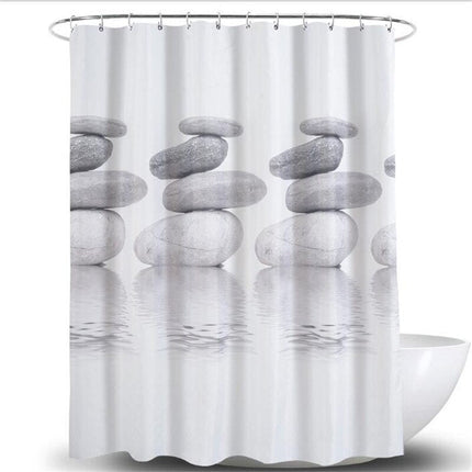 Cortina Ducha Zen con Piedras Apiladas