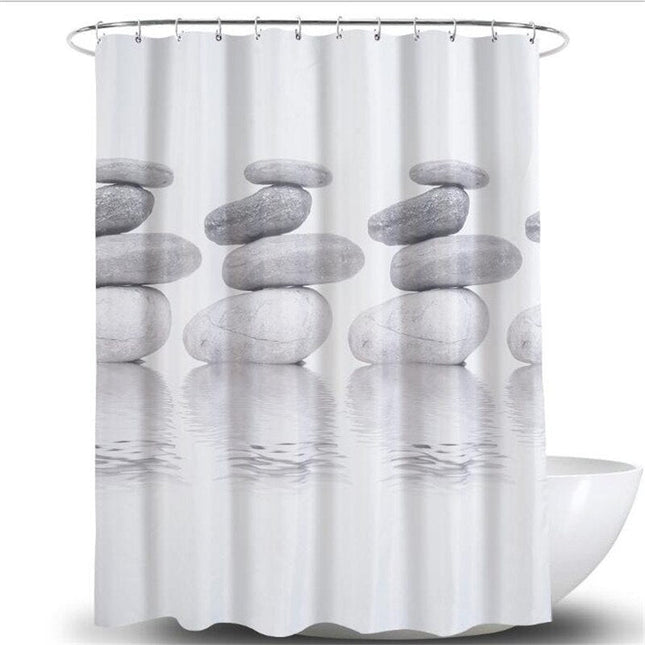 Cortina Ducha Zen con Piedras Apiladas