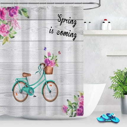 Cortina de Ducha con Bicicleta Floral