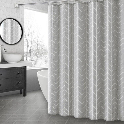 Cortina de ducha gris diseño chevron