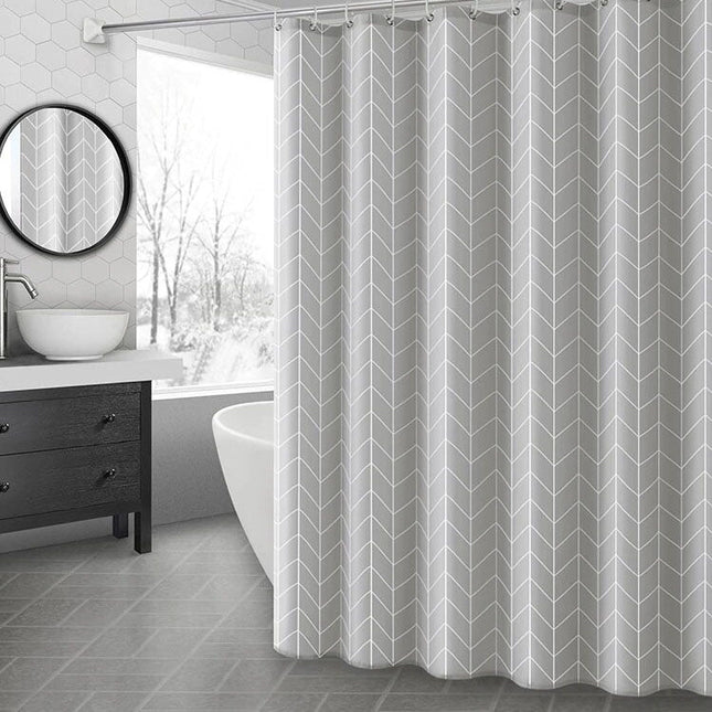 Cortina de ducha gris diseño chevron