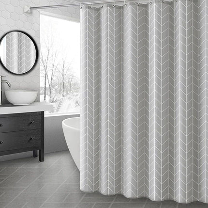 Cortina de ducha gris diseño chevron