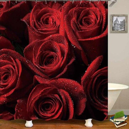 Cortina de ducha 3D con rosas rojas