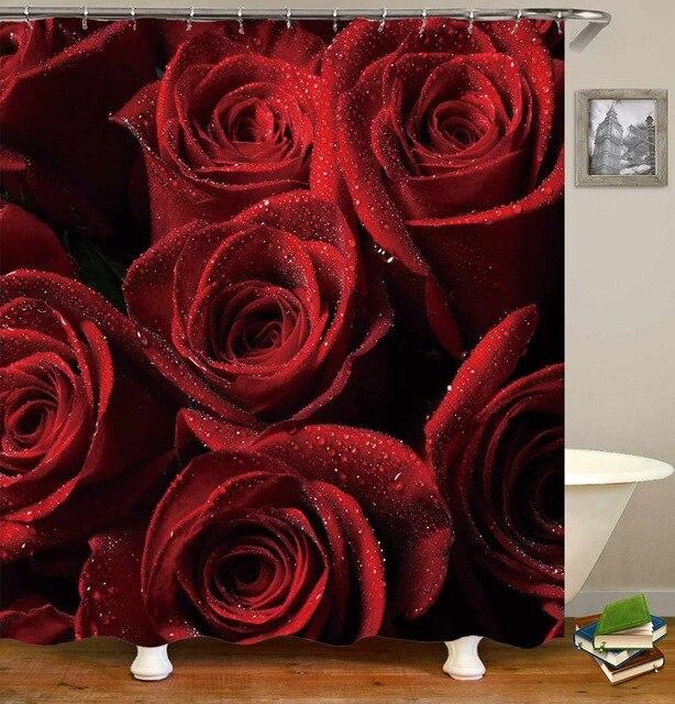 Cortina de ducha 3D con rosas rojas