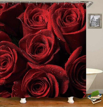 Cortina de ducha 3D con rosas rojas