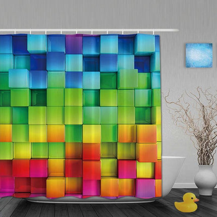Cortina de ducha 3D cubos arcoíris