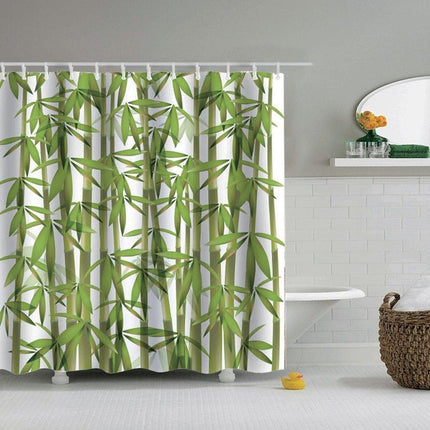 Cortina de ducha transparente diseño bambú