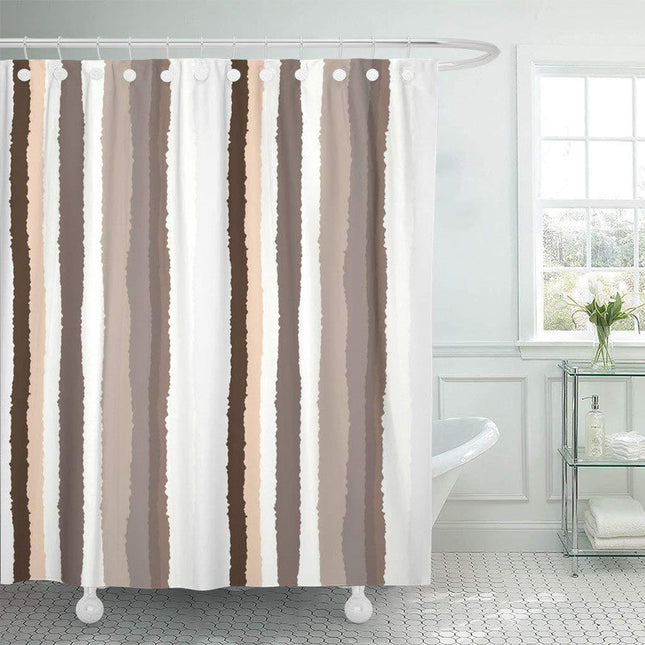 Cortina de ducha rayas beige blanco