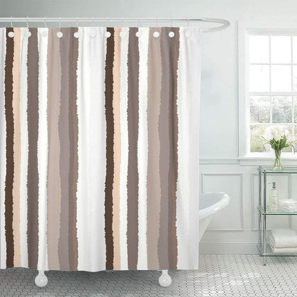 Cortina de ducha rayas beige blanco