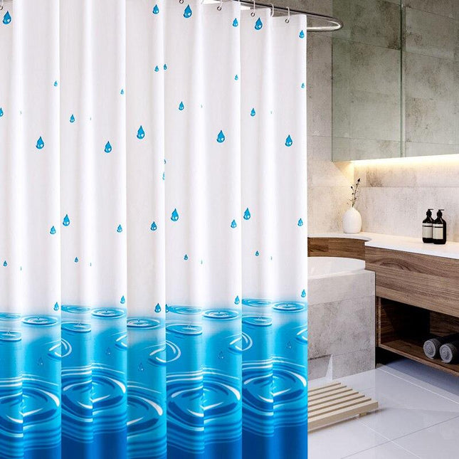 Cortina de ducha gotas azul blanco
