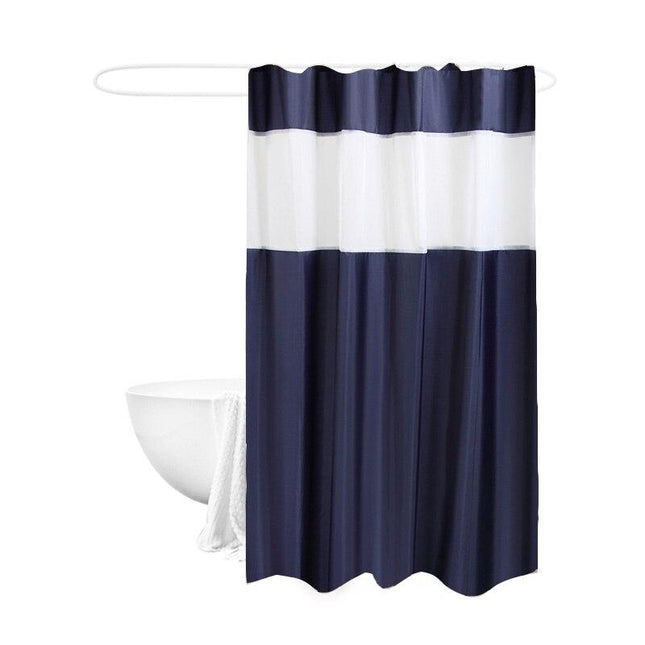 Cortina de ducha azul marino blanco