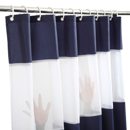 Cortina de ducha azul marino blanco