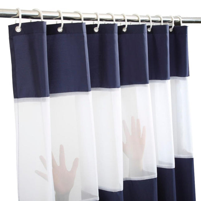 Cortina de ducha azul marino blanco