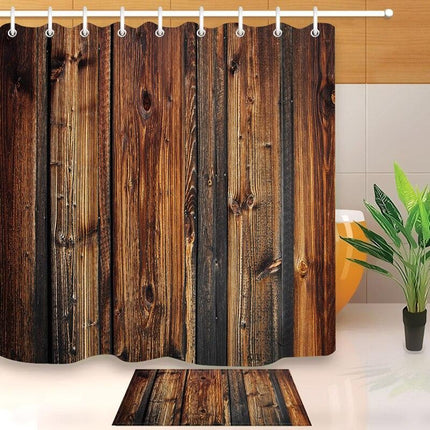 Cortina de ducha con estampado efecto madera