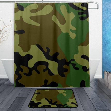 Cortina Ducha Estampado Camuflaje Estilo Militar