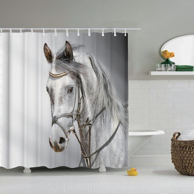 Cortina de ducha retrato de caballo blanco