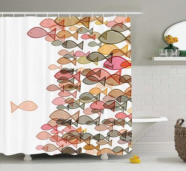 Cortina de ducha peces color coral