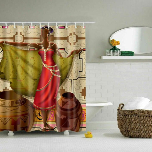 Cortina de ducha con diseño étnico africano