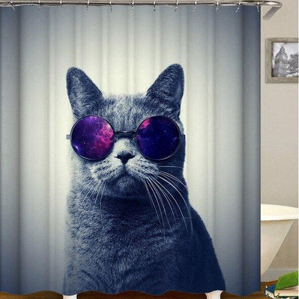 Cortina Ducha Gato Gracioso con Gafas
