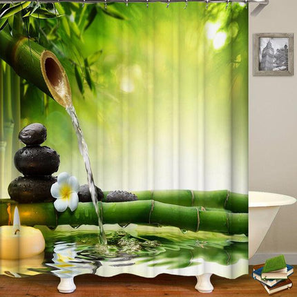Cortina de Ducha Feng Shui Bambú Verde