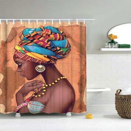 Cortina de ducha mujer africana turbante