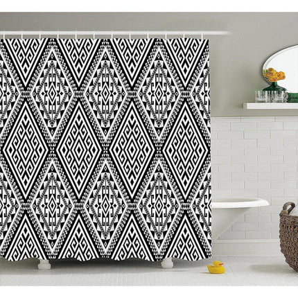 Cortina de Ducha Geométrica Estilo Azteca