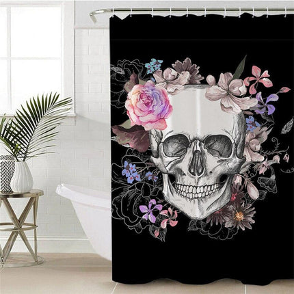 Cortina de Ducha Gótica Calavera Floral