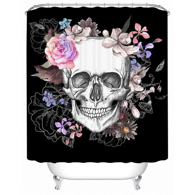 Cortina de Ducha Gótica Calavera Floral