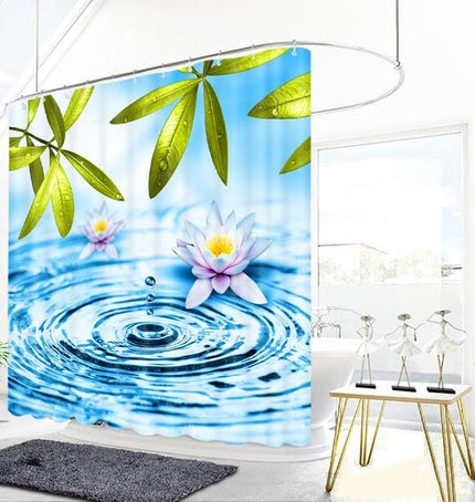 Cortina de Ducha Zen Nenúfares Agua