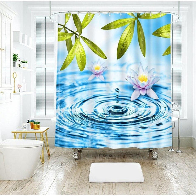 Cortina de Ducha Zen Nenúfares Agua