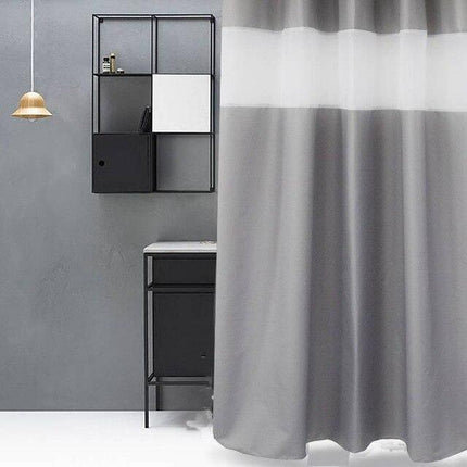Cortina de ducha moderna gris y blanco