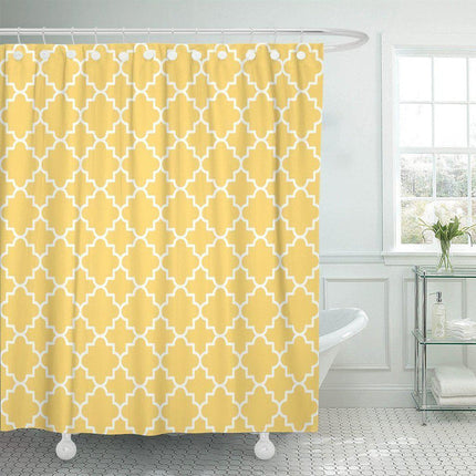 Cortina de ducha amarillo mostaza geométrica