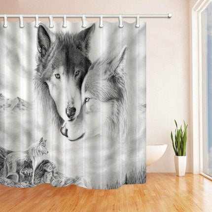 Cortina de ducha con estampado lobos