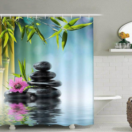 Cortina de Ducha Zen Bambú y Piedras