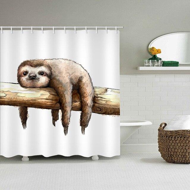 Cortina de baño con oso perezoso