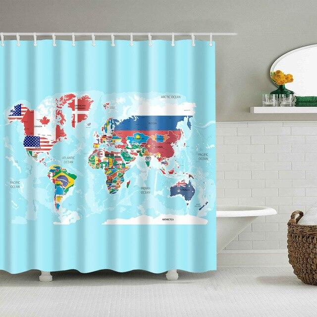 Cortina de ducha con mapa del mundo