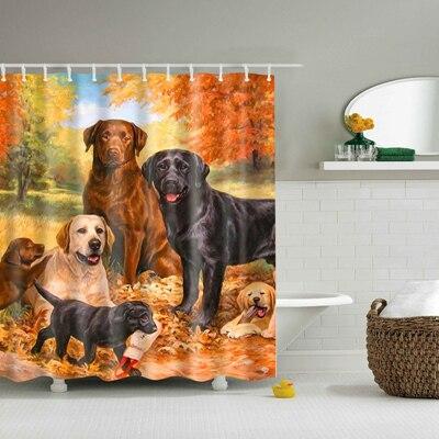 Cortina de ducha pintura perros labradores