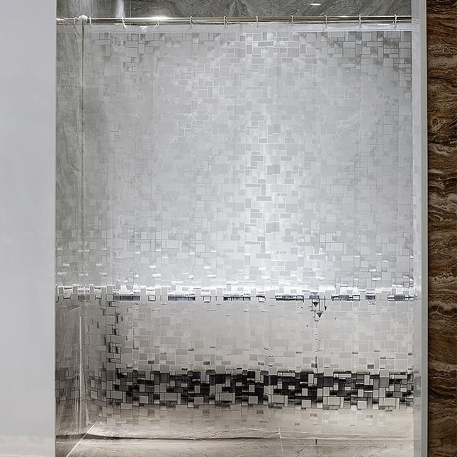 Cortina de ducha PEVA transparente geométrica