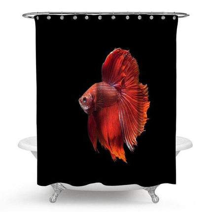 Cortina de ducha con pez rojo