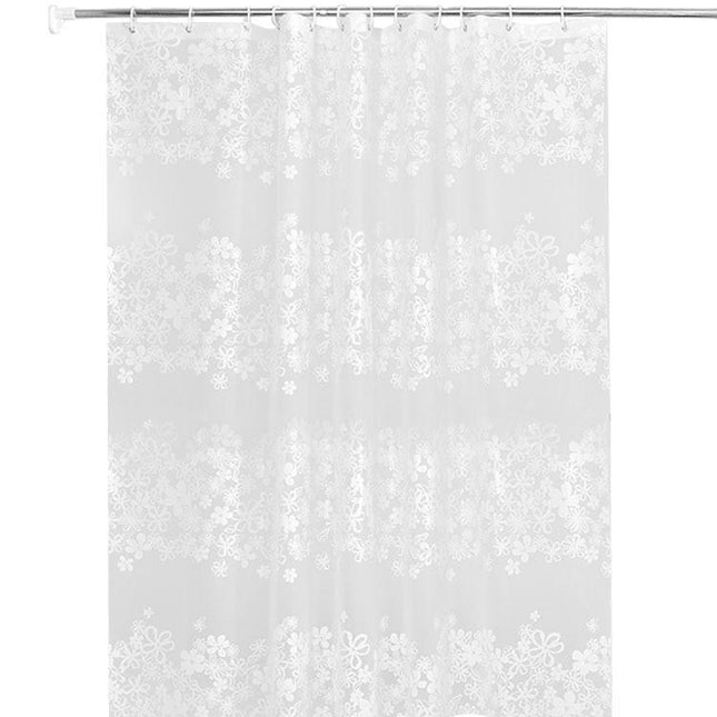 Cortina de baño translúcida con flores