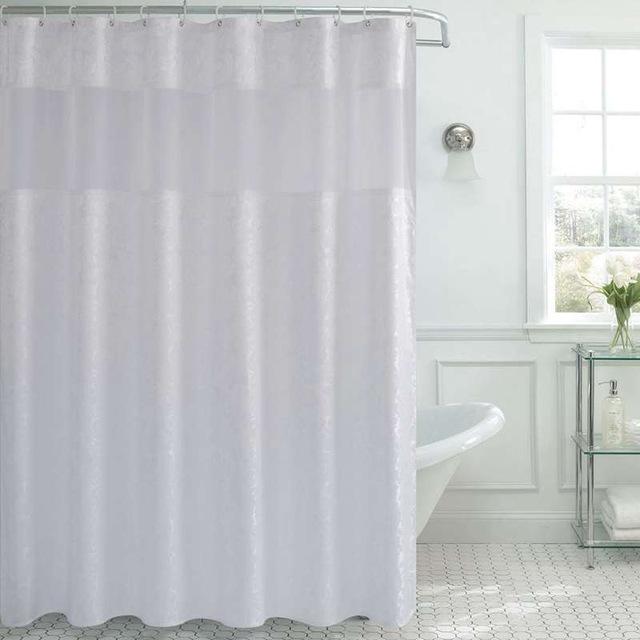 Cortina de ducha textil blanca con textura