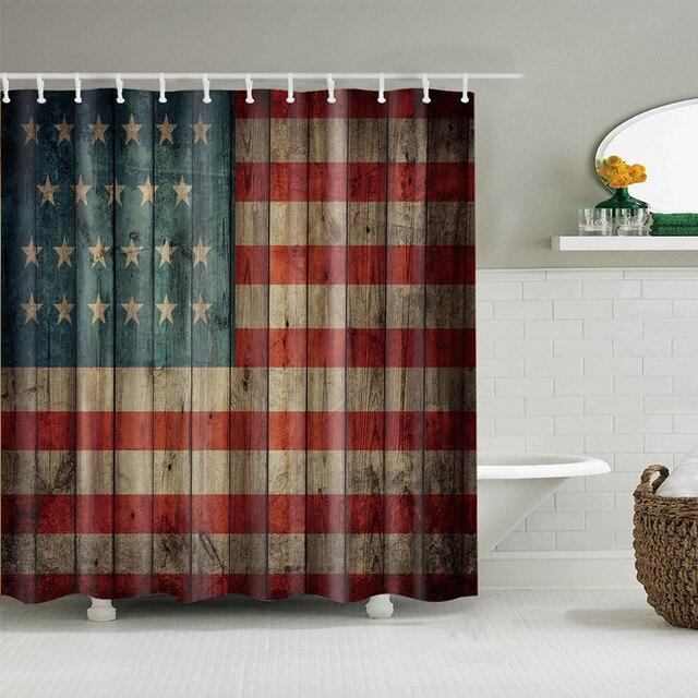 Cortina de baño bandera americana vintage